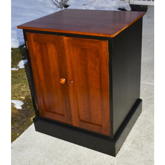 Vtg. Ethan Allen Black & Cherry Two Door Transitional Style Cabinet For Sale - Image 11 of 13