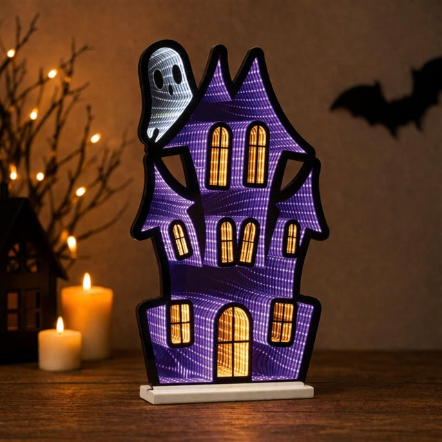 Kenneth Ludwig Chicago Haunted House w/Ghost Ekkolight 16"H For Sale - Image 4 of 4
