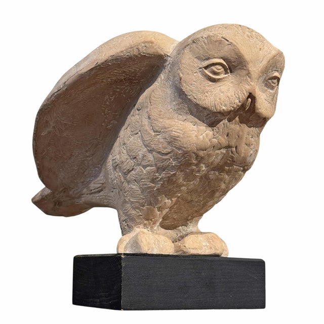 Mid-Century Modern Vintage Snow Owl Sculpture by Klara Sever For Sale - Image 3 of 12
