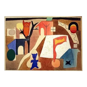 1975 Ellwood Graham Signed Abstract Surrealist Watercolor (Listed Artist)