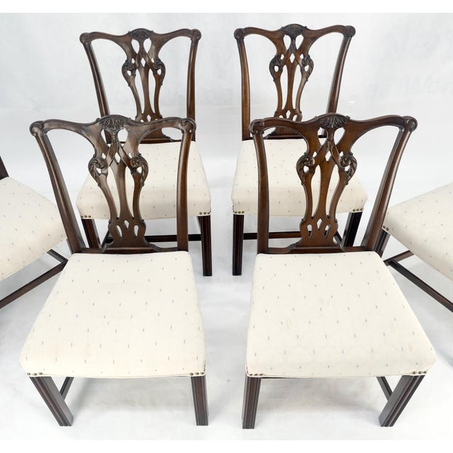 Heritage-Henredon Set of 6 c1940s Mahogany Fine Carved Chippendale Style Chairs Clean! For Sale - Image 4 of 13