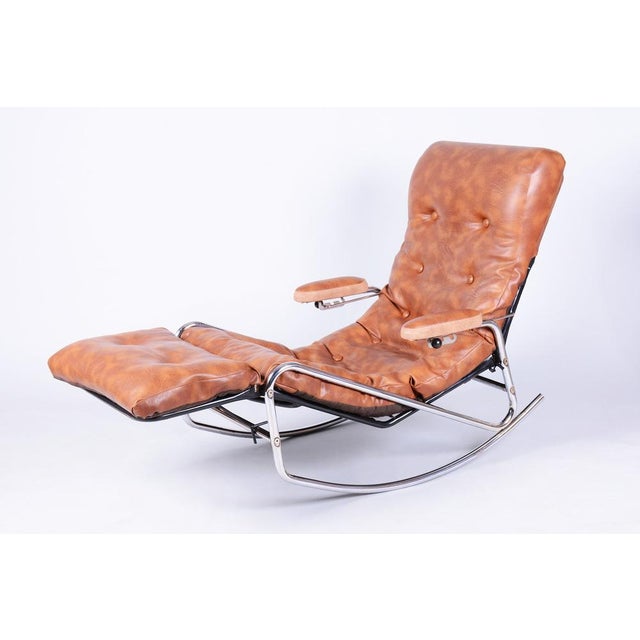 Mid-Century Rocking Reclining Armchair in Chrome by Lama, France, 1960s For Sale - Image 13 of 13