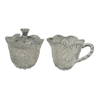 Vintage Crystal Sugar & Creamer Set For Sale