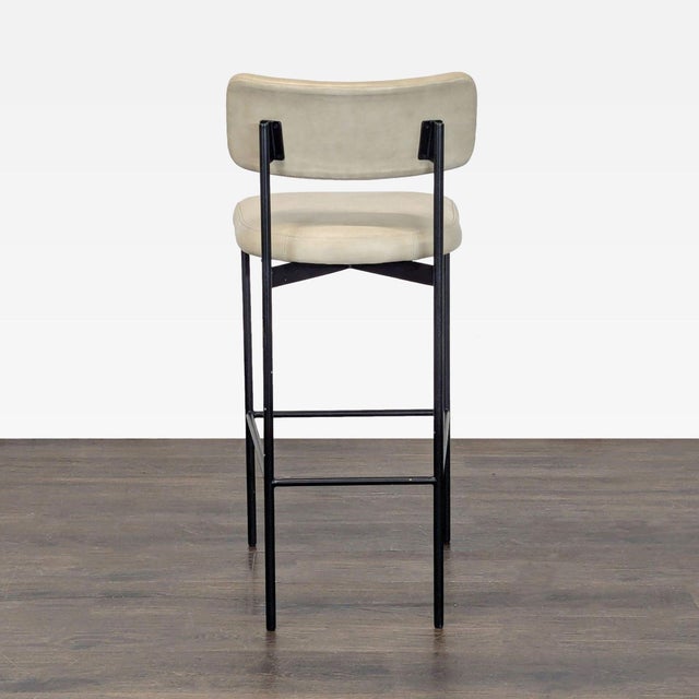 2010s Pottery Barn Maison Leather Bar Stool For Sale - Image 5 of 9