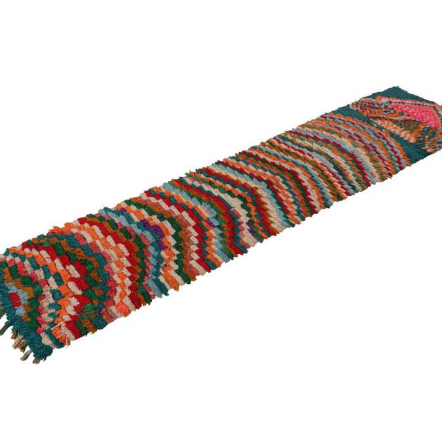 Traditional Vintage Moroccan Runner With Polychromatic Chevron Patterns, From Rug & Kilim For Sale - Image 3 of 8