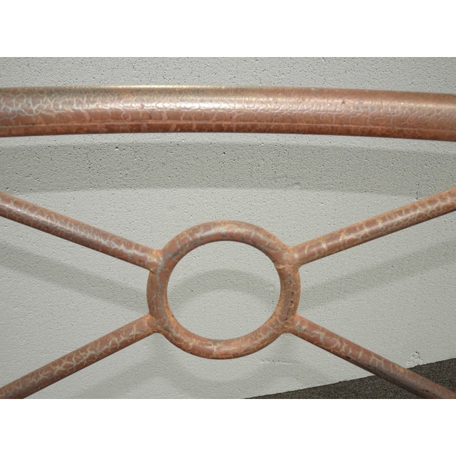 Metal Set Three Vintage Rustic Spanish Style Iron Barstools Crackle Finish No Cushions For Sale - Image 7 of 12