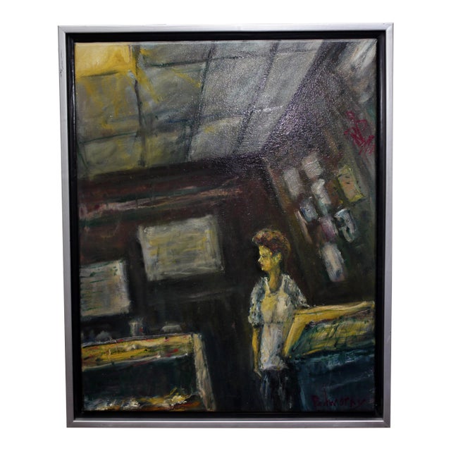 David Padworny Expressionist Painting of Artist in Studio - Oil on Canvas- Framed, Signed, Numbered For Sale