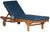 Spritely Home Newport Chaise Lounge Chair with Side Table, Natural/Navy Cushion For Sale - Image 4 of 10