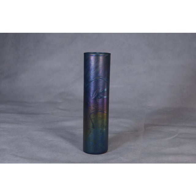 Mid-Century Modern Iridescent Glass Tube Vase in the style of Loetz, 1960s For Sale - Image 3 of 7