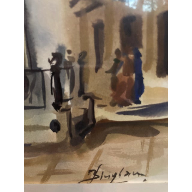 Chestnut 1970s Signed Watercolor Painting of Mesnicka Street in Croatia, Framed For Sale - Image 8 of 12