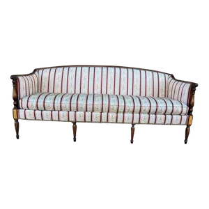 Early 20th Century Hickory Chair Co Sheraton Mahogany & Maple Inlay Spring-Seat Sofa