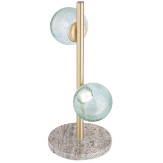 New "Craquele/T" Handmade Sculpture Table Lamp With Art Glass For Sale