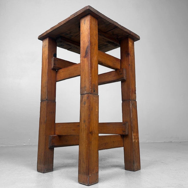 Minimalist Japanese Wooden Stool Mingei, 1950s For Sale - Image 12 of 13