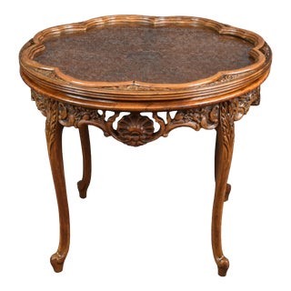 1940s French Pierce Carved Wood Coffee Table For Sale