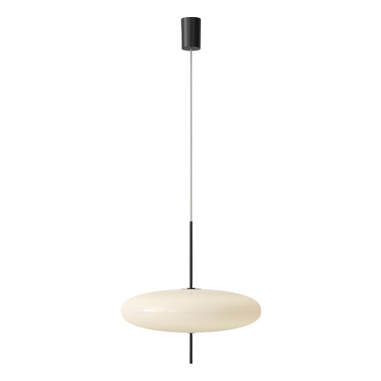 Model 2065 Lamp with White Diffuser, Black Hardware and White Cable by Gino Sarfatti For Sale