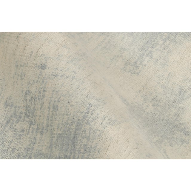 Ivory Rug & Kilim’s Geometric Ivory Blue Wool and Silk Runner For Sale - Image 8 of 9
