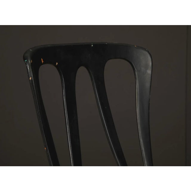 Set of 8 Vintage Metal Café Chairs, Tolix Style Industrial Dining Chairs, French Bistro Patio Chairs, Black & Green Metal Chairs For Sale - Image 9 of 14