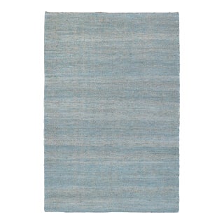 Light Blue Solid Handwoven Premium Natural Jute Yarn Flatweave Rug 5x8 Ft. For Sale
