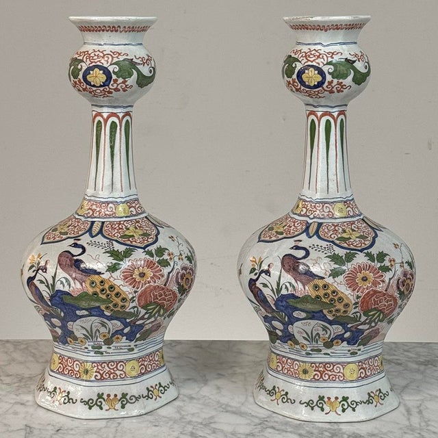 Traditional Late 19th Century Pair of Large Boch Frères Keramis Polychrome Faience Vases For Sale - Image 3 of 18