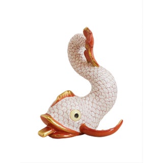 Herend 6.25 Inch Dolphin Koi Fish Fishnet Animal Figurine For Sale
