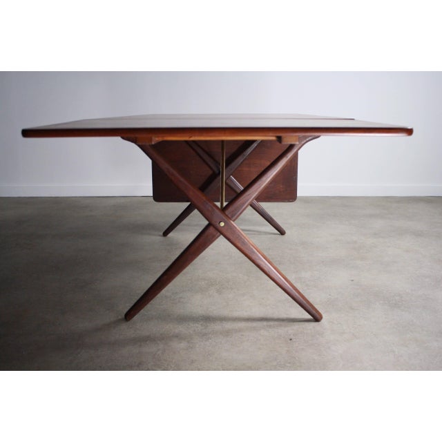 Wood Hans Wegner Model AT-309 Dropleaf Dining Table for Andreas Tuck in Teak, Denmark For Sale - Image 7 of 13