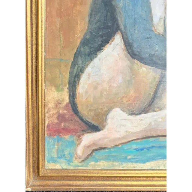 Wood Early Oil Painting - Portrait of a Sitting Woman For Sale - Image 7 of 9