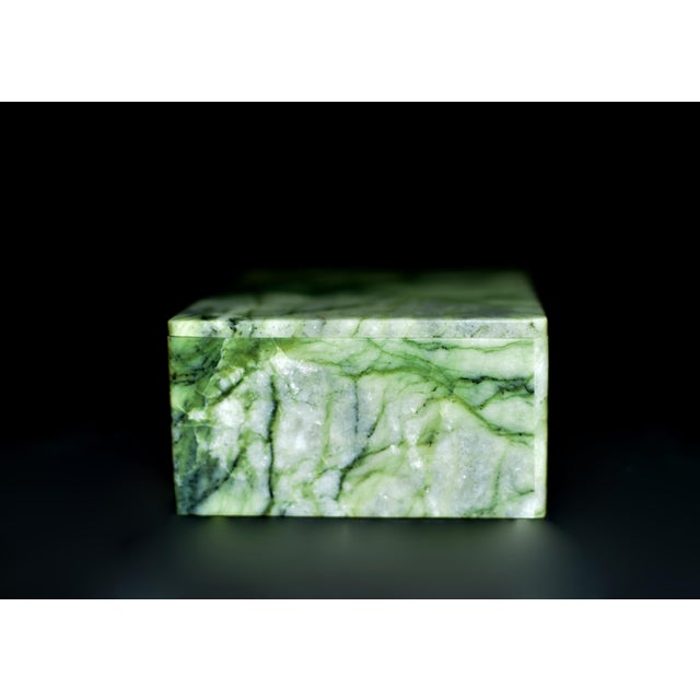 Early 21st Century Rutile Serpentine Box Watergrass Green Gemstone Box For Sale - Image 5 of 11