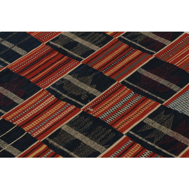 Textile Rug & Kilim’s Modern Geometric Red and Blue Wool Runner For Sale - Image 7 of 10