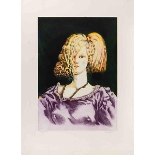 Giovan Battista De Andreis, Girl, Etching, 1980s For Sale