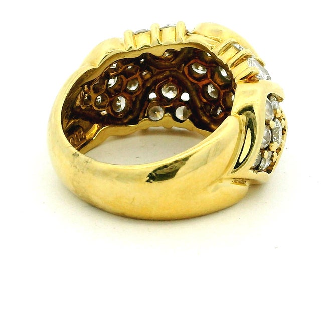 1990s 1990s Jose Hess 18k Gold 4.50 Carat Diamond Bombe Ring, Size 7 For Sale - Image 5 of 12