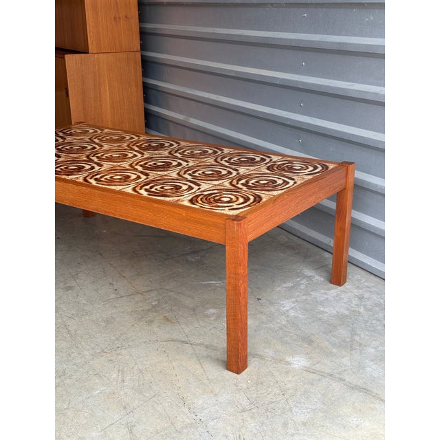 Mid-Century Modern Vintage Teak and Tile Coffee Table For Sale - Image 3 of 9