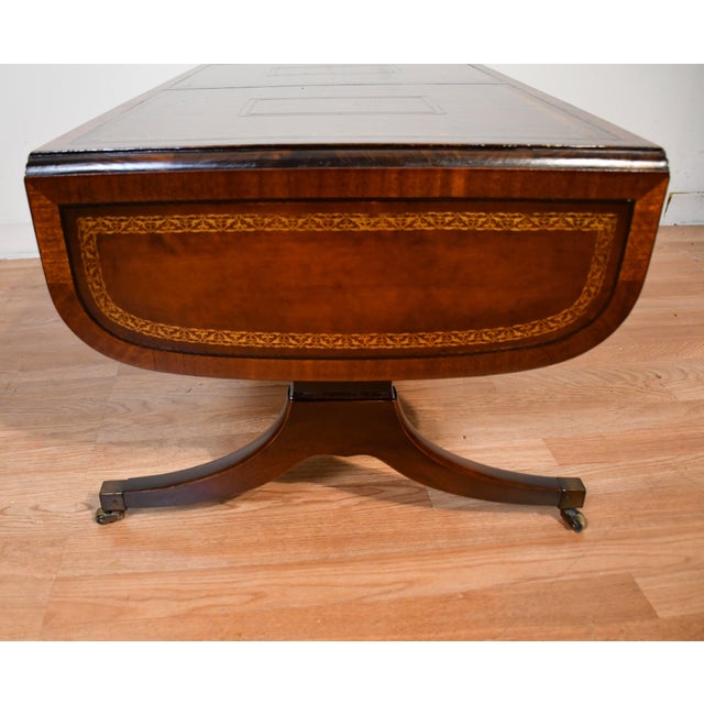 Brown 1930 Heritage Henredon English Regency Mahogany & Leather Top Coffee Table For Sale - Image 8 of 17