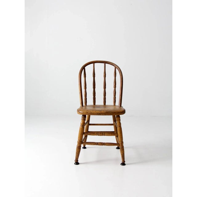 Farmhouse Antique Spindle Back Chair For Sale - Image 3 of 8