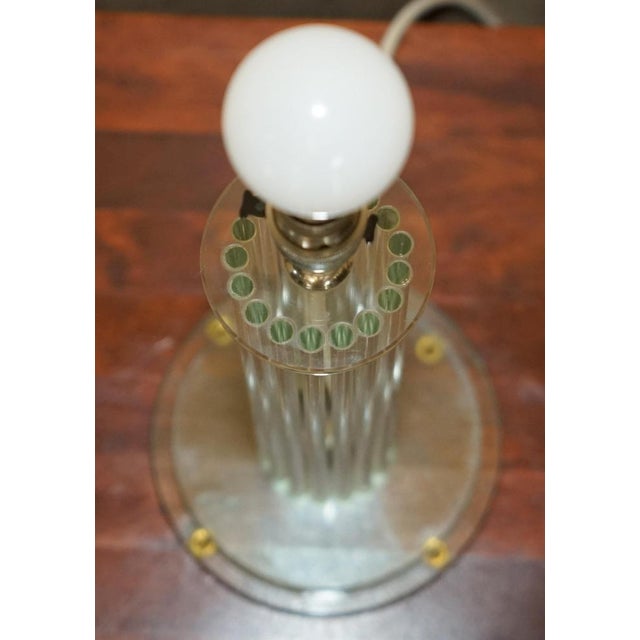 Tall Glass and Brass Column Table Lamp For Sale - Image 10 of 14