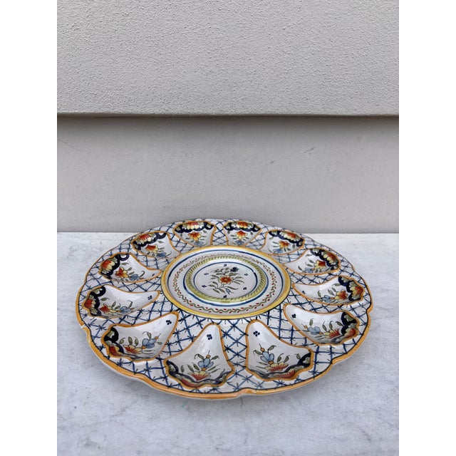 French Faience Server platter Oyster signed Desvres circa 1900.