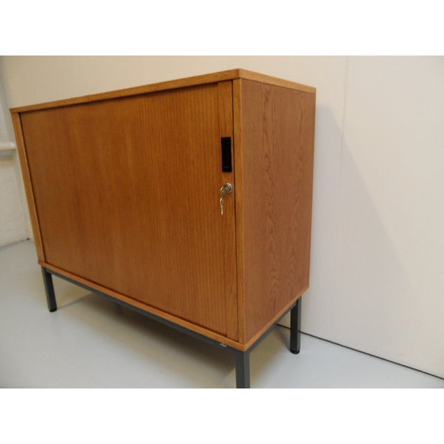 Vintage Danish Filing Cabinet with Roller Shutter in Oak, 1950s For Sale - Image 4 of 10