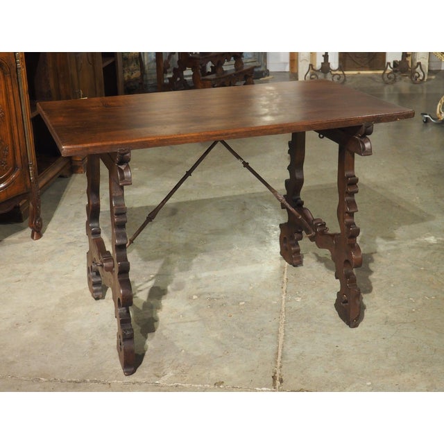 18th Century Spanish Baroque Single Plank Table With Wrought Iron Stretchers For Sale - Image 12 of 18