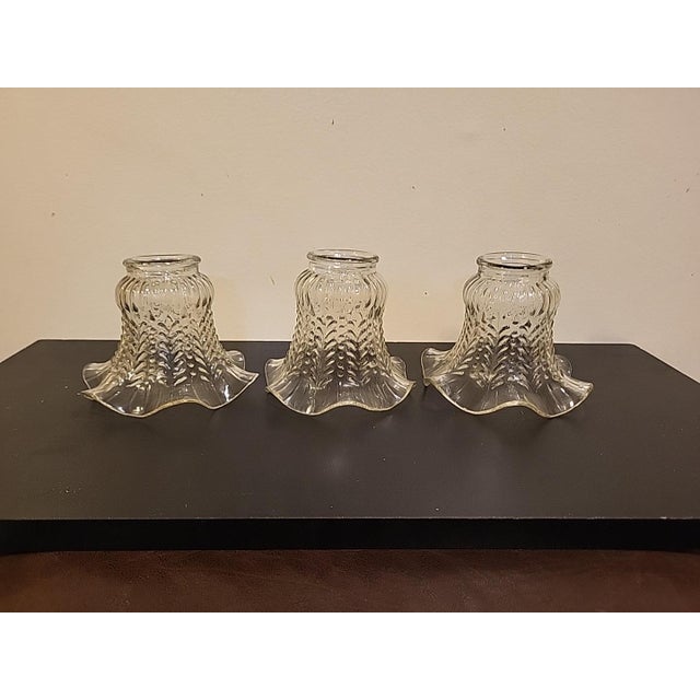 Vintage Ruffled Lamp Shades Pressed Glass 19th Century For Sale - Image 4 of 10