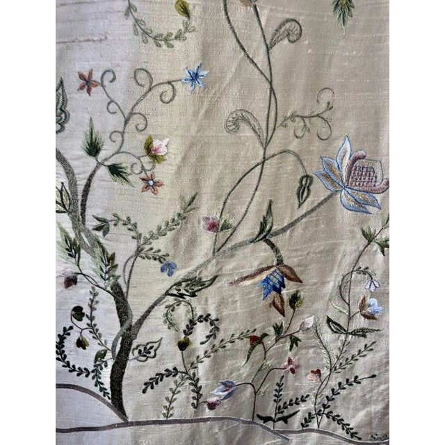 Tan Sethi & Sethi Tree of Life Hand Embroidered Decorative Silk Wall Hanging For Sale - Image 8 of 12