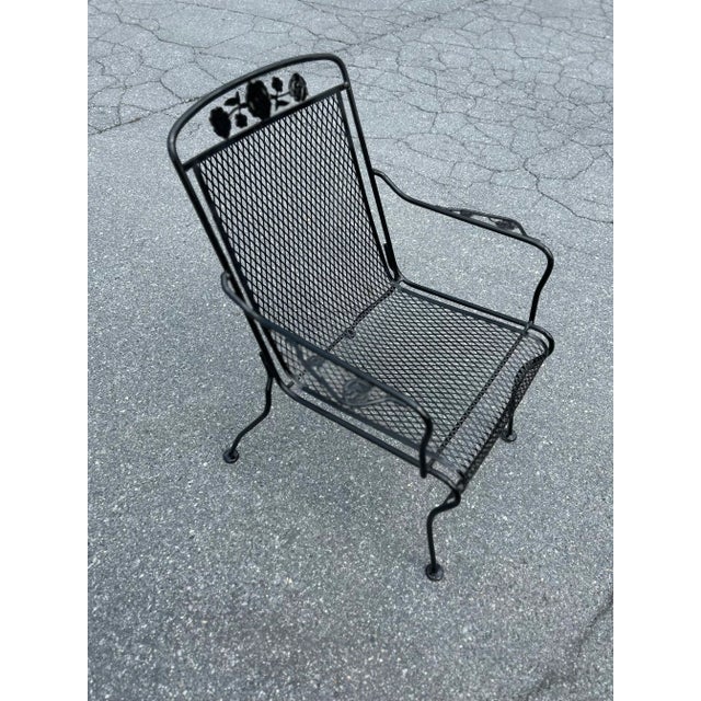 1960s Vintage 1960s Woodard Wrought Iron Patio Table and 4 Chairs For Sale - Image 5 of 9