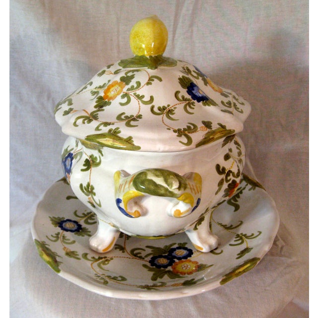 Vintage 1970s Italian Soup Tureen With Ladle and Under Platter 3