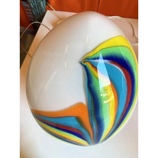 Contemporary Murano Style Glass Multicolored Reeds White Egg Lamp from Simoeng For Sale - Image 3 of 8
