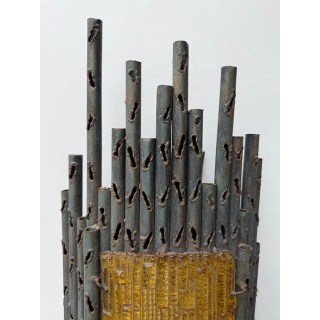 Mid-Century Modern 1970s Wrought Iron and Glass Sconces by Marcello Fantoni - Pair For Sale - Image 3 of 12