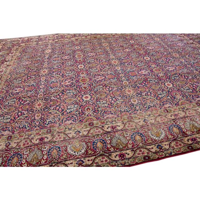 Antique Persian Kerman Handmade Wool Rug With Allover Multicolor Motif For Sale - Image 10 of 11