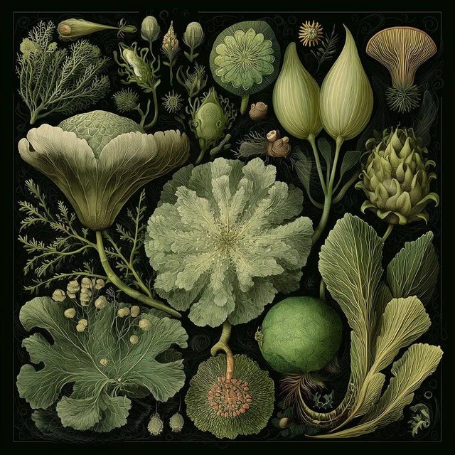Set of 15 - 90' X 54' Evergreen Organic Modern Gallery Wall Installation Botanical Prints - Dark Green, Unframed For Sale - Image 13 of 17