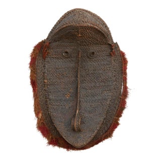 Large Antique Woven Rattan Yam Mask For Sale