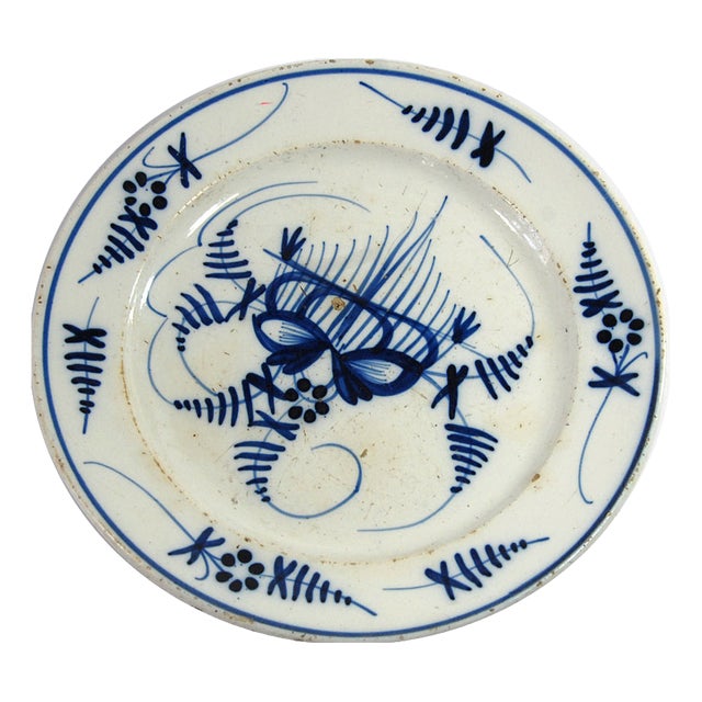 20th Century French Hand-Painted Kobalt Plate from St. Clemente For Sale