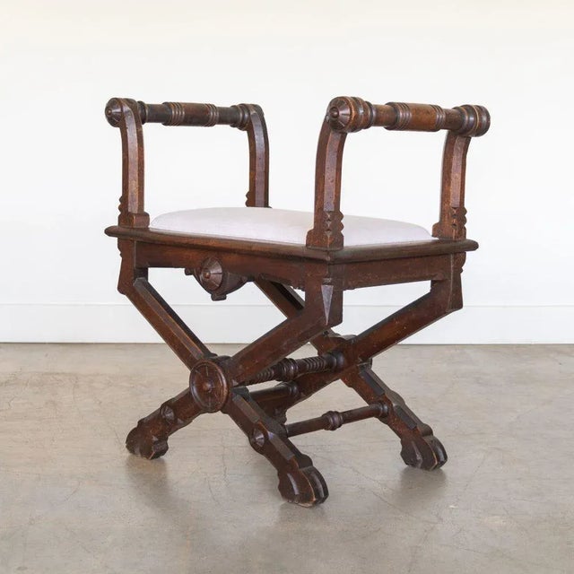 1940s 1940s Pair of French Carved Wood Stools For Sale - Image 5 of 12