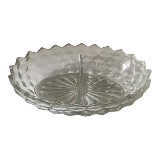 Vintage Fostoria Pressed Glass Divided Serving Dish For Sale