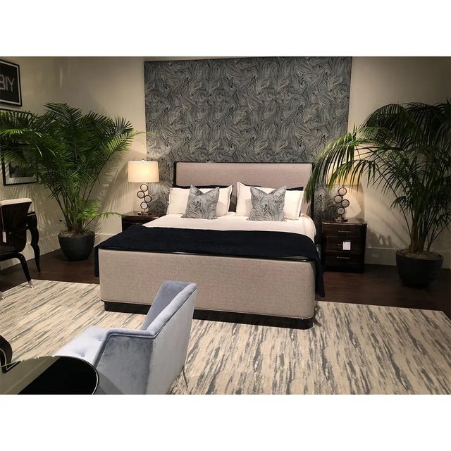 Black Mid Century Upholstered King Size Bed For Sale - Image 8 of 11